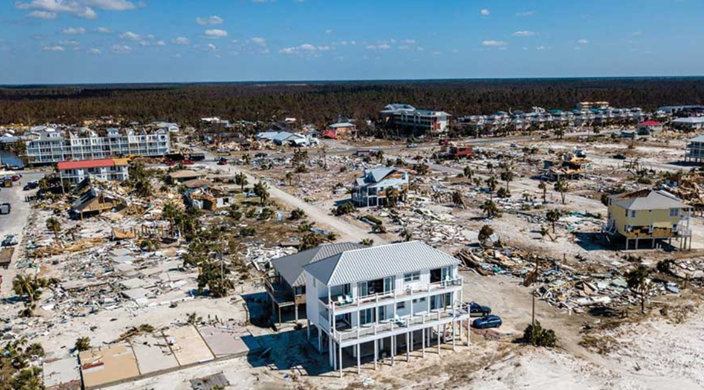 ICF House still standing after Hurricane Michael in Mexico Beach in Florida, 2018.