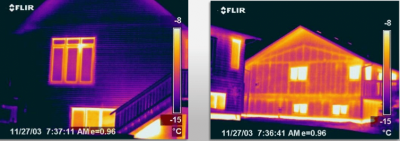 Thermal Image of an ICF House vs. Wood Framed House